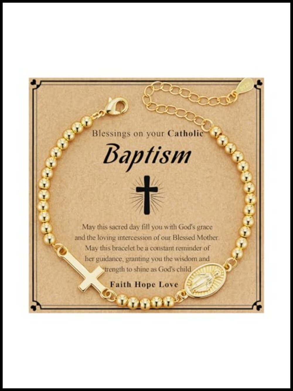 Dainty Gold-Filled Charm Bracelet First Communion Catholic Jewelry Virgin Mary